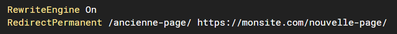 Code pour effectuer une redirection 301 sur le fichier .htaccess