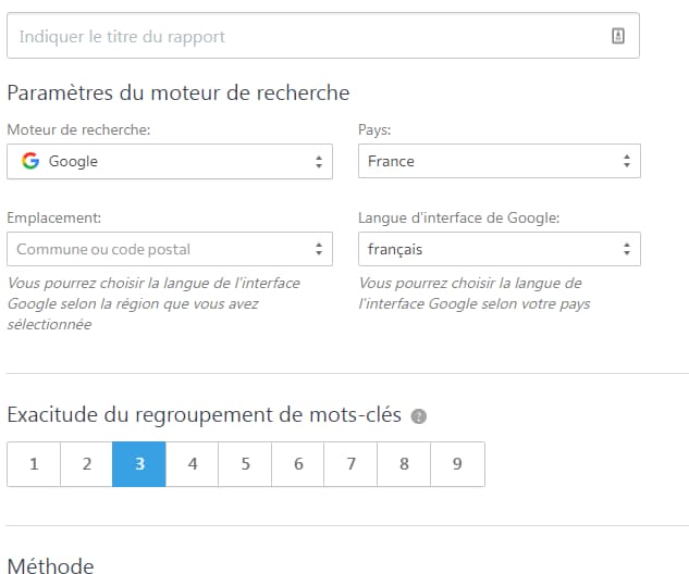 groupeur mots clés seranking