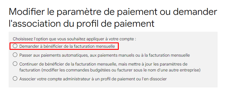 modifier le parametre de paiement