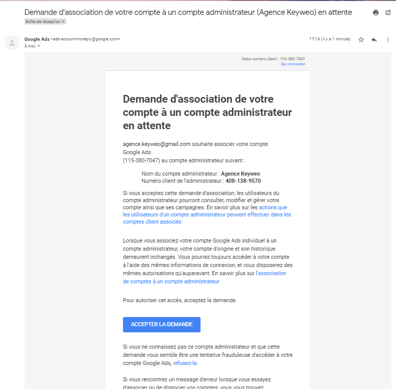 email de validation