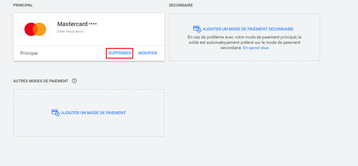 informations de paiement google ads 