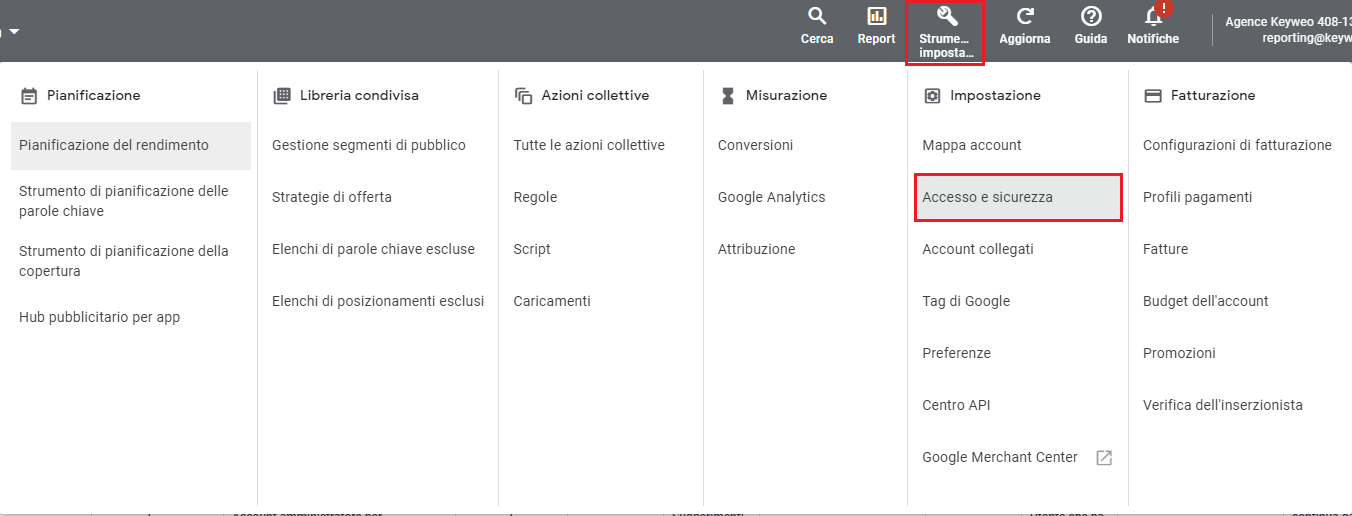 accesso e sicurezza google ads