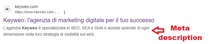 Esempio di meta descrizione in Google