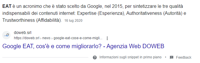 posizione 0 google