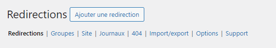Capture d'écran WordPress redirection 301