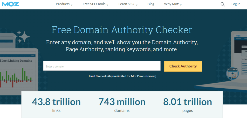 Free Domain Authority Checker van Moz