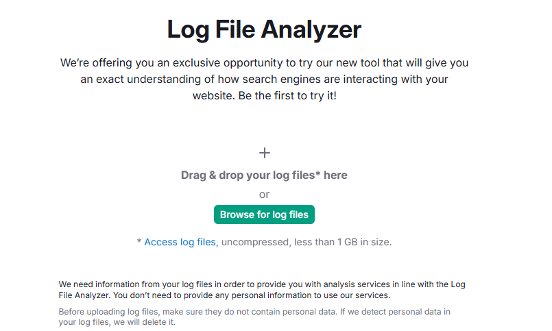 SEMrush log file analyzer