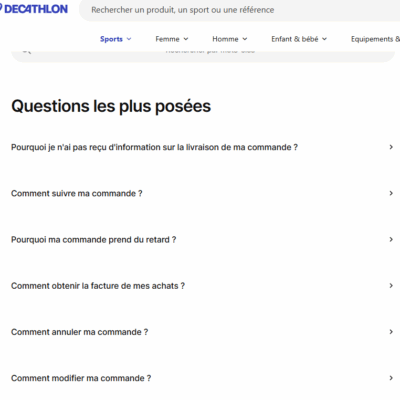 Capture d'écran d'une FAQ : une pratique très efficace en VSO