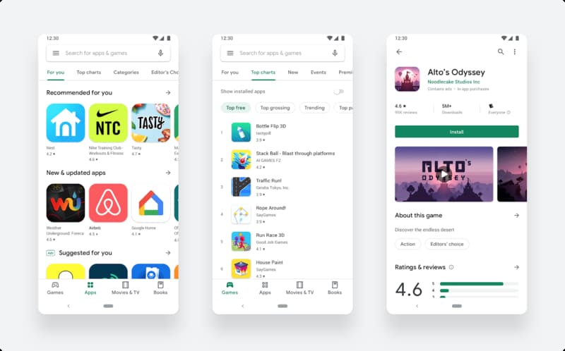 Play store inside view