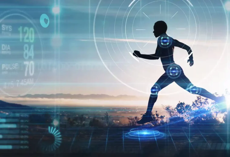 Coureur avec analyse des performances sportives